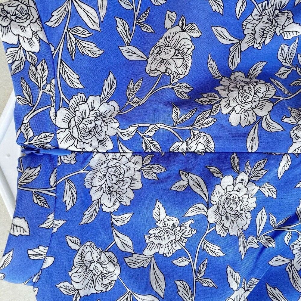 APPLESEED'S Blue Floral Midi Dress Womens  Stretch blue purple  Sleeve Tie 10P. - Picture 11 of 12